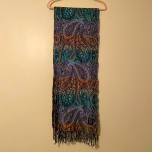 Lord & Taylor fuzzy multi-colored paisley winter scarf